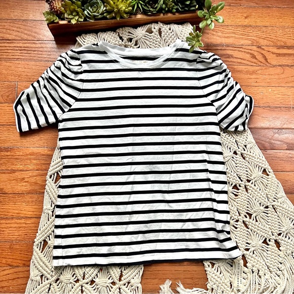kate spade | Rouched Sleeve Striped Tee - Picture 2 of 7